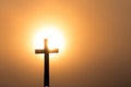 Catholic cross in sundown. Royalty Free Stock Photo