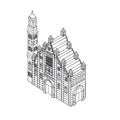 catholic european church temple, gothic style architecture vector