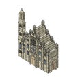 catholic european church temple, gothic style architecture vector