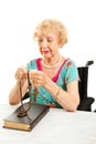 Catholic Grandmother Prays the Rosary Royalty Free Stock Photo