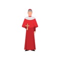 Catholic italian cardinal in red clothes and small cap