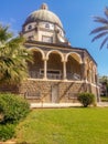 Catholic monastery and a small church Mount Beatitudes. Israel, lake Tiberias. Basilica of the monastery Royalty Free Stock Photo