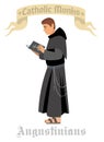 Catholic monk  in robes, flat illustration Royalty Free Stock Photo