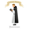 Catholic monk  in robes, flat illustration Royalty Free Stock Photo