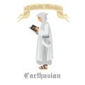 Catholic monk  in robes, flat illustration Royalty Free Stock Photo