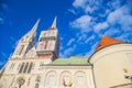 Catholic neo gothic Cathedral in city center of Zagreb, Croatia Royalty Free Stock Photo