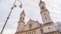 The Catholic Parish and University Church St. Louis, called Ludwigskirche timelapse in Munich. Germany Royalty Free Stock Photo