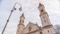 The Catholic Parish and University Church St. Louis, called Ludwigskirche timelapse in Munich. Germany Royalty Free Stock Photo