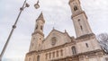 The Catholic Parish and University Church St. Louis, called Ludwigskirche timelapse in Munich. Germany Royalty Free Stock Photo