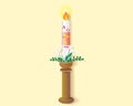 Catholic paschal candle with the burning