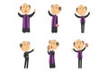 Catholic Preacher or Priest Giving Speech and Blessing Vector Set Royalty Free Stock Photo