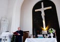 Catholic priest during Easter mass Royalty Free Stock Photo