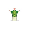 Catholic priest in green long cassock vector illustration
