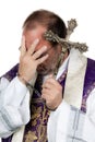 Catholic priest with handcuffs. Abuse. Royalty Free Stock Photo