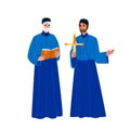 Catholic Priest Men With Praying Cross Vector Royalty Free Stock Photo