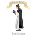 Catholic monk  in robes, flat illustration Royalty Free Stock Photo