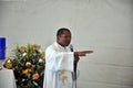 Priest speaking on Festa Junina of Saint Anthony