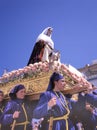 Catholic processions in the streets of the village of Arcos de la Frontera during the Semana Santa