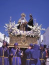 Catholic processions in the streets of the village of Arcos de la Frontera during the Semana Santa