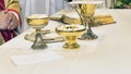 Catholic religious ceremony of Eucharist - selective focus