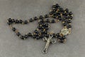 Catholic rosary beads. black rosary close-up Royalty Free Stock Photo