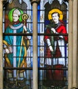 Catholic Saints - Stained Glass in Saint Severin church, Paris Royalty Free Stock Photo