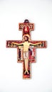 A Catholic Wooden Cross On An Isolated Background