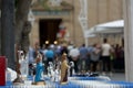 a catholic souvenirs stall in a catholic street celebration