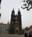 The Catholic temple is built in the style of a flaming G Streets of old Europe - Mayson, Germany. The unique charm of small towns. Royalty Free Stock Photo