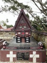 A catholic tomb with the characteristic decoration of the area in Lake Toba, Pulau Samosir. Indonesia