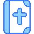 Catholicism book vector blue outline