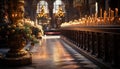 Catholicism famous altar illuminated by candlelight at night generated by AI