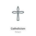 Catholicism outline vector icon. Thin line black catholicism icon, flat vector simple element illustration from editable religion