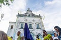 Catholics carry the statue of Mary in front of the Igreja da Matriz during the procession of the Passion of Christ