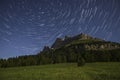 Catinaccio and star trails at the moonlight, Karerpass - Dolomiti