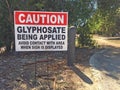 Cation Glyphosate being applied sign