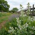 Catnip flowers in rustic country garden