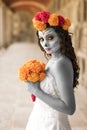 Catrin and Catrina in cemetery