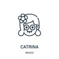 catrina icon vector from mexico collection. Thin line catrina outline icon vector illustration