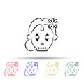 Catrina multi color style icon. Simple thin line, outline of dia de muertos icons for ui and ux, website or mobile