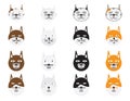 Cats Heads on White Background