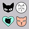 Cute cats as sticker pack for design websites, applications, logo, icons, signs or social network communication. Royalty Free Stock Photo