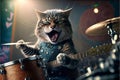 Cats as rock stars at concert created with generative AI technology