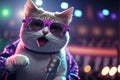 Cats as rock stars at concert created with generative AI technology