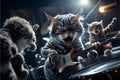 Cats as rock stars playing guitar at concert created with generative AI technology Royalty Free Stock Photo