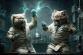 Cats as scientists experiment created with Generative AI technology Royalty Free Stock Photo