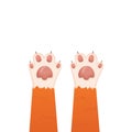 Cats background, kitten cartoon paws set, vector illustration Royalty Free Stock Photo