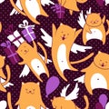 Cats with balloons pattern