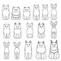 Cats breed line art bundle