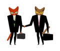 Cats businessmen contract. Handshake cat boss. Animal manager. P